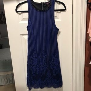 Royal blue and black lace dress